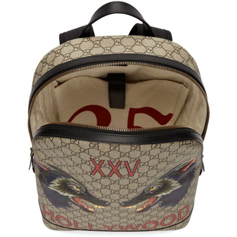 hollywood gucci backpack|Gucci XXV Hollywood Backpack GG Supreme Wolf Print .